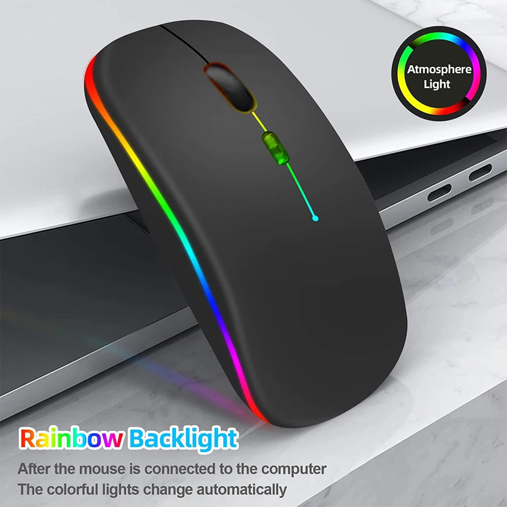 LED Wireless Mouse USB Rechargeable Bluetooth