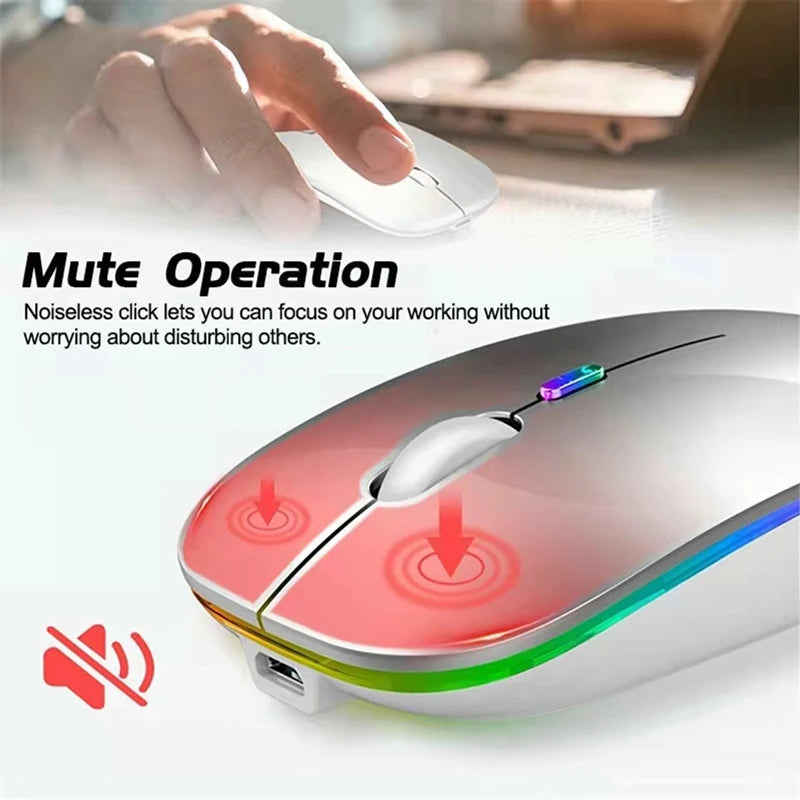 LED Wireless Mouse USB Rechargeable Bluetooth